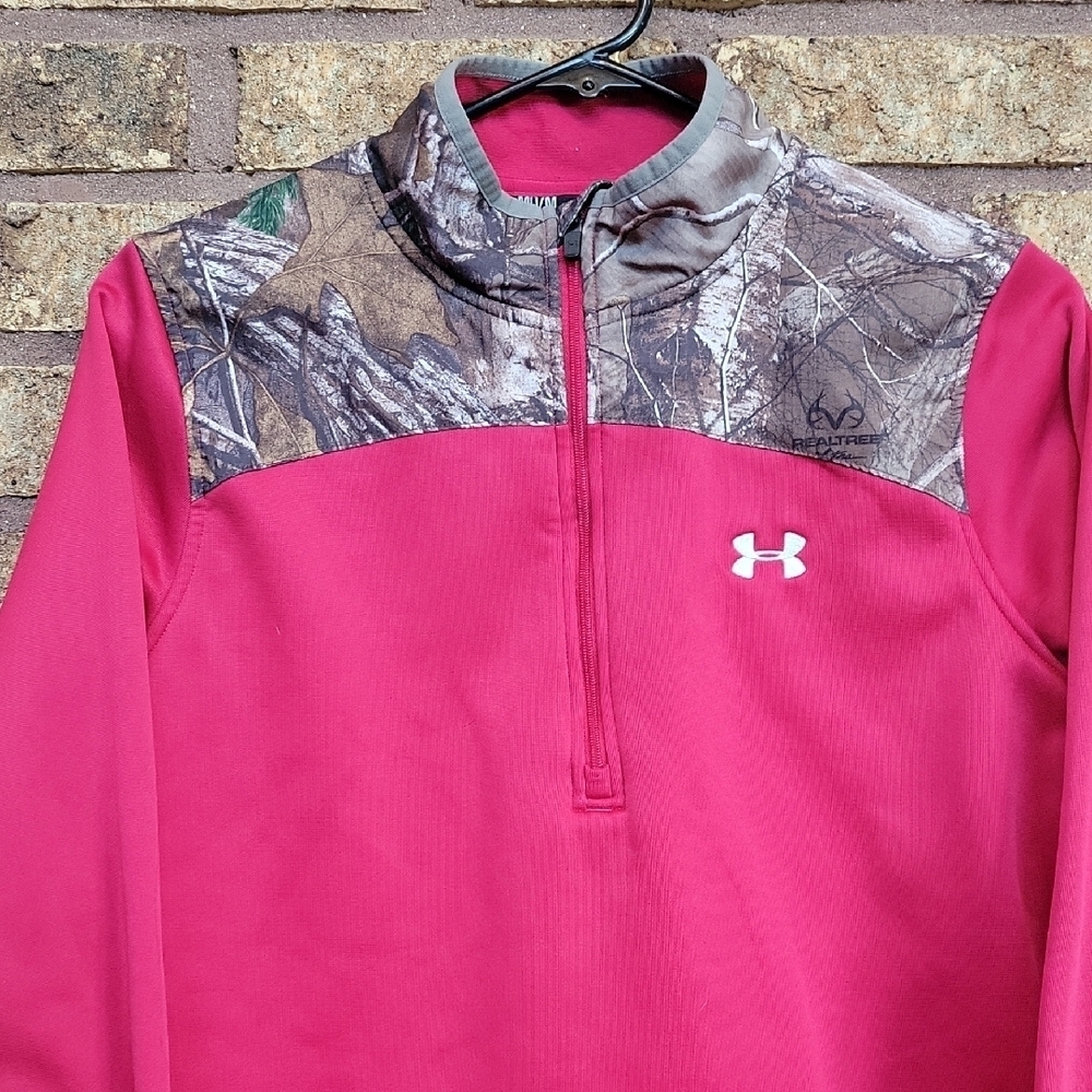 Under Armour Real Tree Half-Zip Red & Camo Pullover Size Medium - Picture 7 of 13